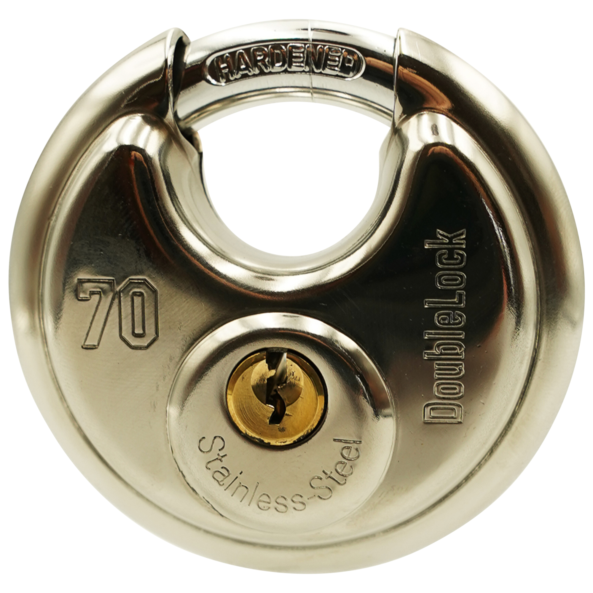 DoubleLock USA Crab Stainless Steel Discus Lock — Corrosion-Resistant, Weatherproof, 5 Keys, Model# 990-005A